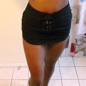 Forever 21 black tie up mini skirt